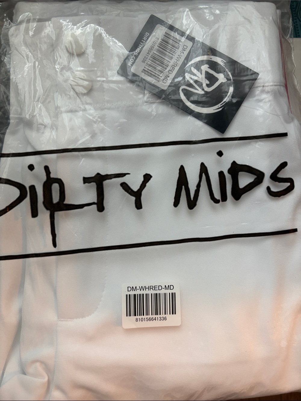 White Pant - Red Piping Dirty Mids Piped Baseball Pant